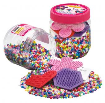 Hama Beads Barattolo di perline rosa + 3 basi